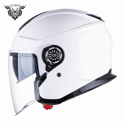 正品VCORO摩托车冬头盔男双镜片半盔34分之盔巡航3C安季全认证电S