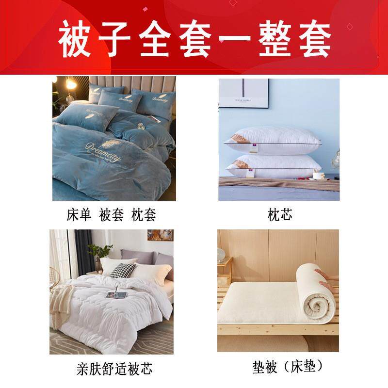 冬季八件套床上用品被子冬被四件套被褥全套组合一整套六件七件套