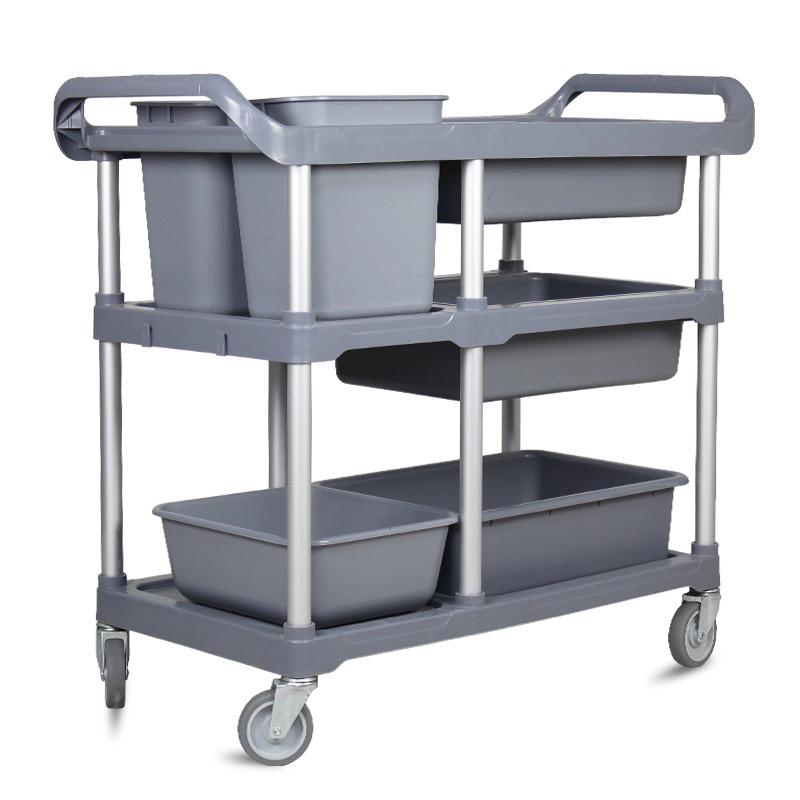 酒店收餐车I三层小手推车收碗车带垃圾桶多功能塑料餐厅饭店商用