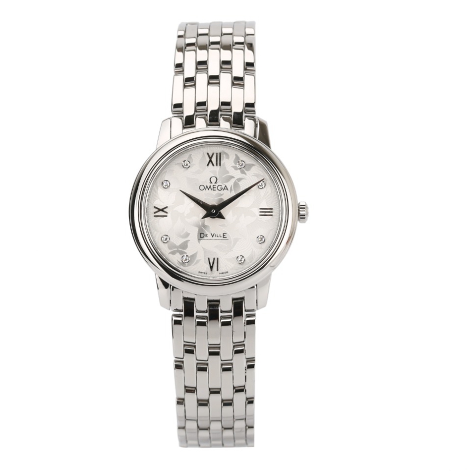 98新 欧米茄碟飞系列精钢原镶时标钻石英女表424.10.27.60.52.001