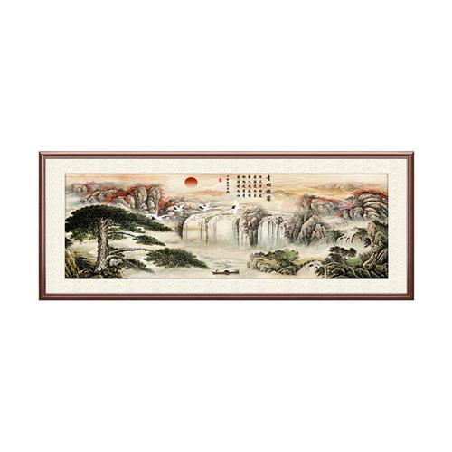 中式客厅装饰画办公室迎客松挂画茶楼书房大气风景壁画家庭山水画图片