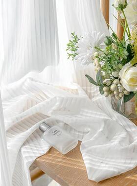 FUD网梦幻帘不竖百叶白红色客厅窗帘透白纱卧室纱帘光透人阳台窗