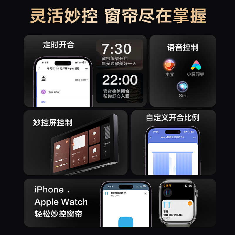 Aqara绿米联创智能窗帘C3全自动轨道已接入HomeKit电动窗帘电机