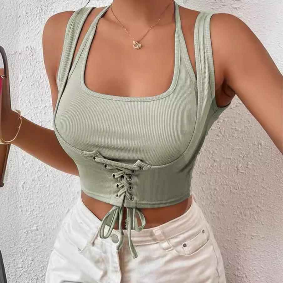 women vest sleeveless two-piece machine for strap vest