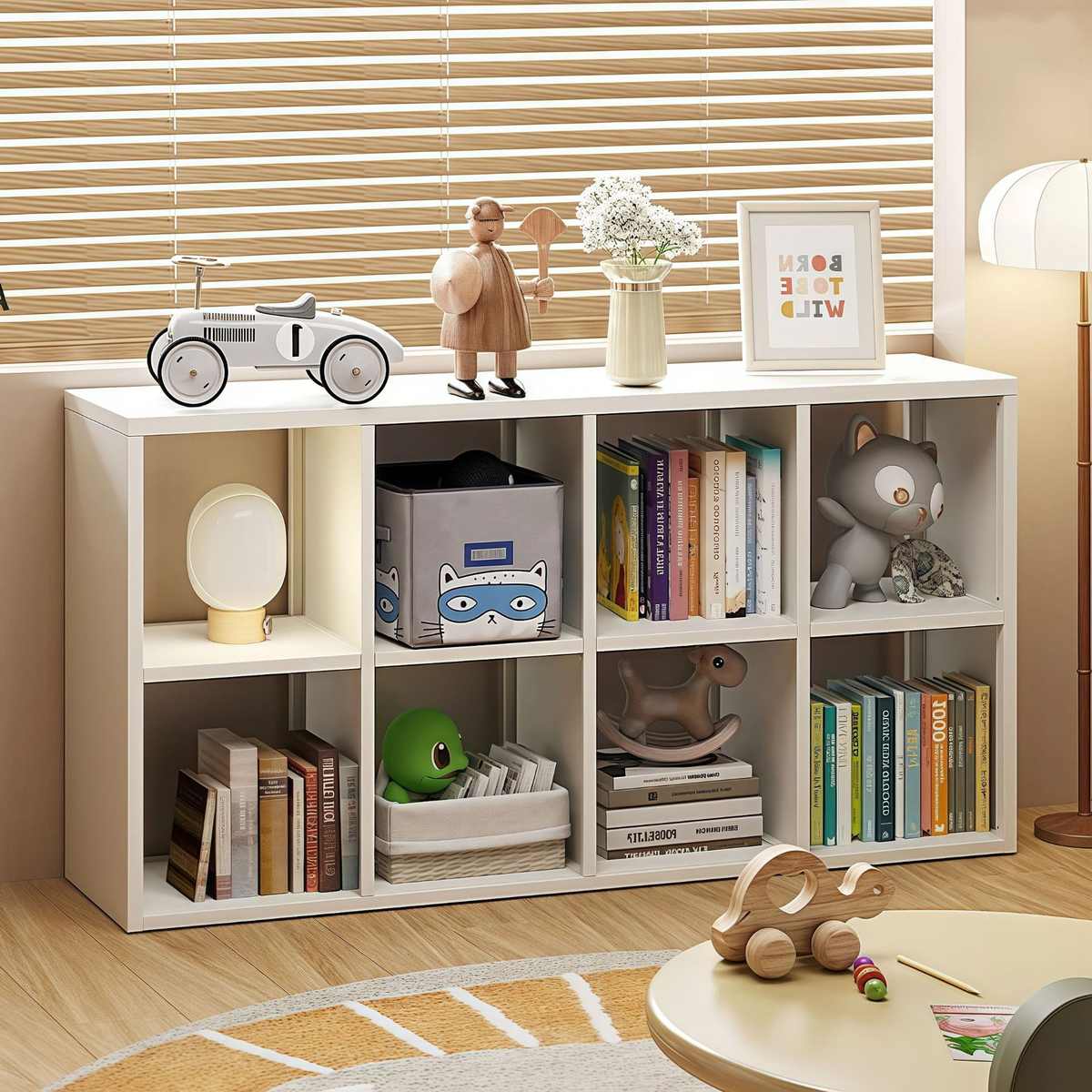 华世鑫钢制格子柜卡莱克书架自由组合落地置物架收纳柜储物柜一体