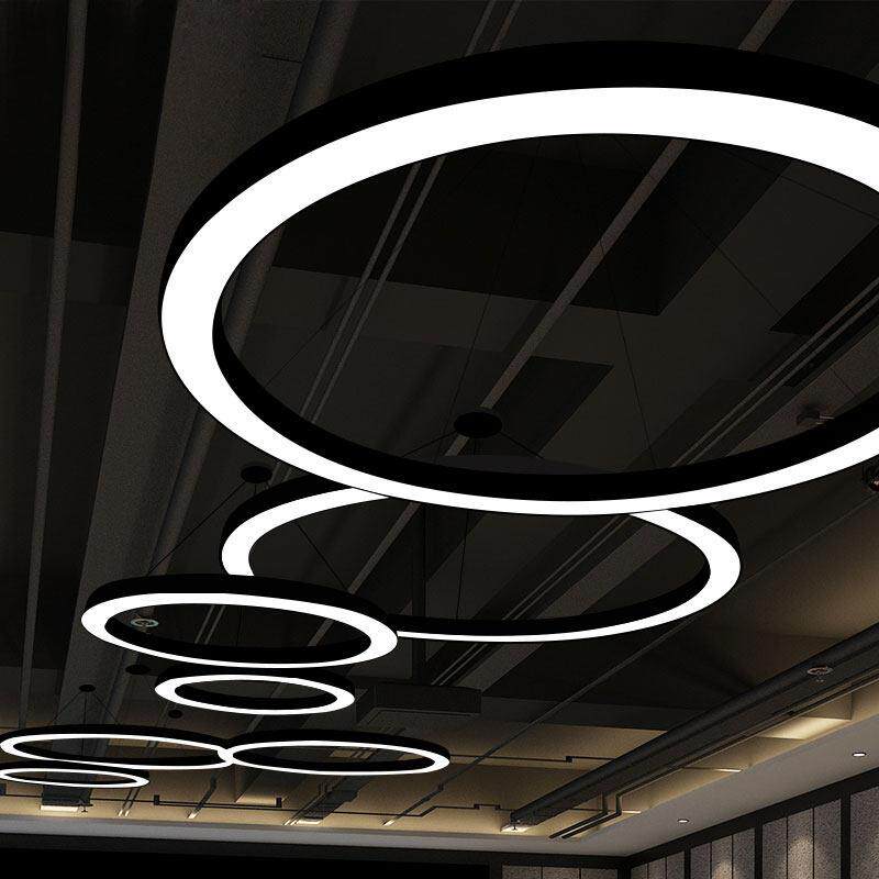 LED圆形圆环吊灯创意办公室店铺大堂工业风圆圈工程环形造型灯具
