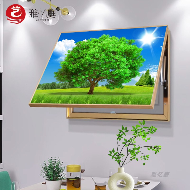 现代简约电表箱装饰画餐厅饭厅遮挡电箱空开盒挂画绿树风景大树画图片