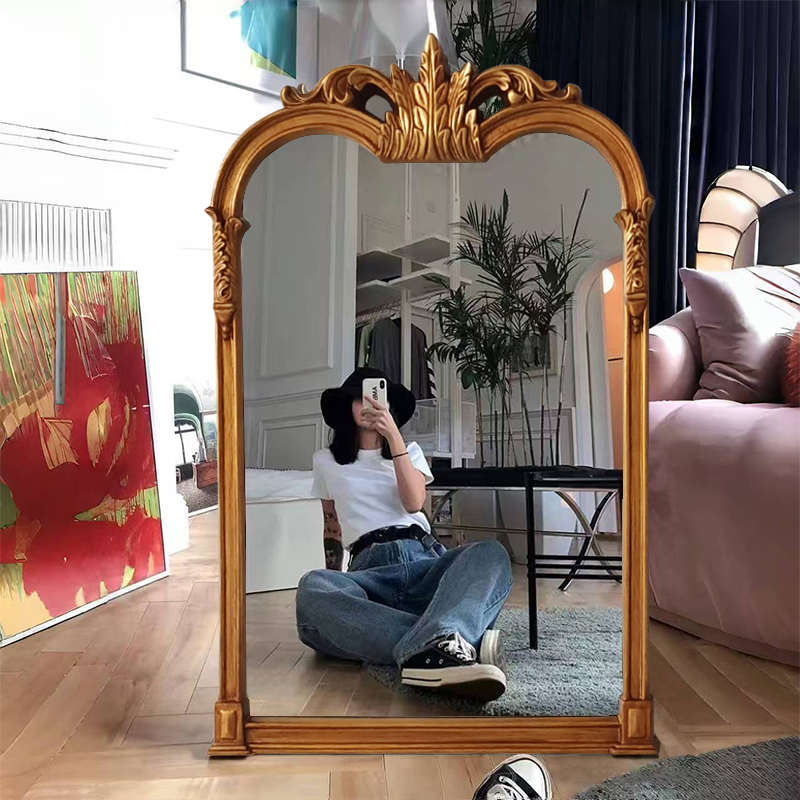 欧镜家居欧式壁挂壁炉镜玄关镜巴洛克复古雕花法式梳妆镜浴室镜子