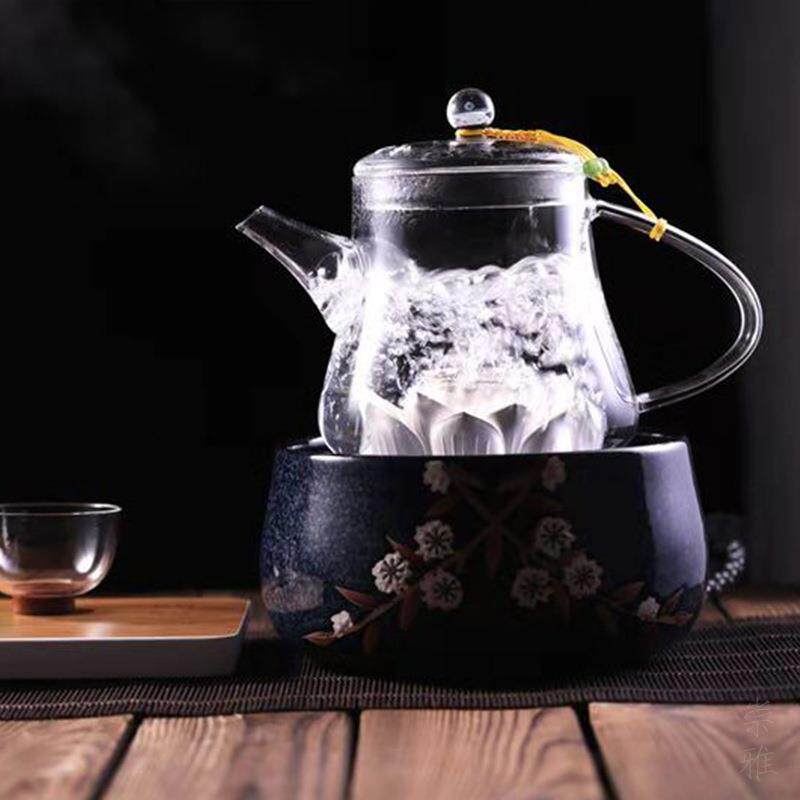 天久璃匠 800ml净界·银荷煮茶壶 茶室高硼硅玻璃壶煮水泡茶壶