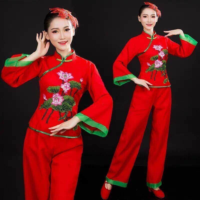 秧歌服腰鼓舞蹈演出服装广场舞跳舞服装中老年大秧歌广场舞服装