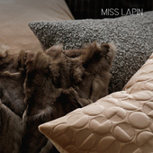 MISSLAPIN澜品现代轻奢浅咖狐毛绒布拼接抱枕靠垫客厅卧室方腰枕