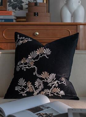 202F97SH6M5新中古风轻奢刺绣靠客厅沙发4靠垫竹子中式复古款抱枕