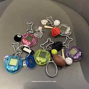 韩系ins少女心电子游戏机车钥匙扣包包挂件耳机壳挂链情侣挂饰品