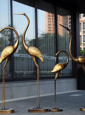 彷铜抽象鹤饰大型室外园林景观装饰销售部水池景观丹顶鹤雕塑