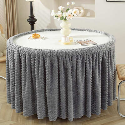圆形电暖桌罩金龟绒取暖炉罩冬季取暖罩 圆桌保暖围