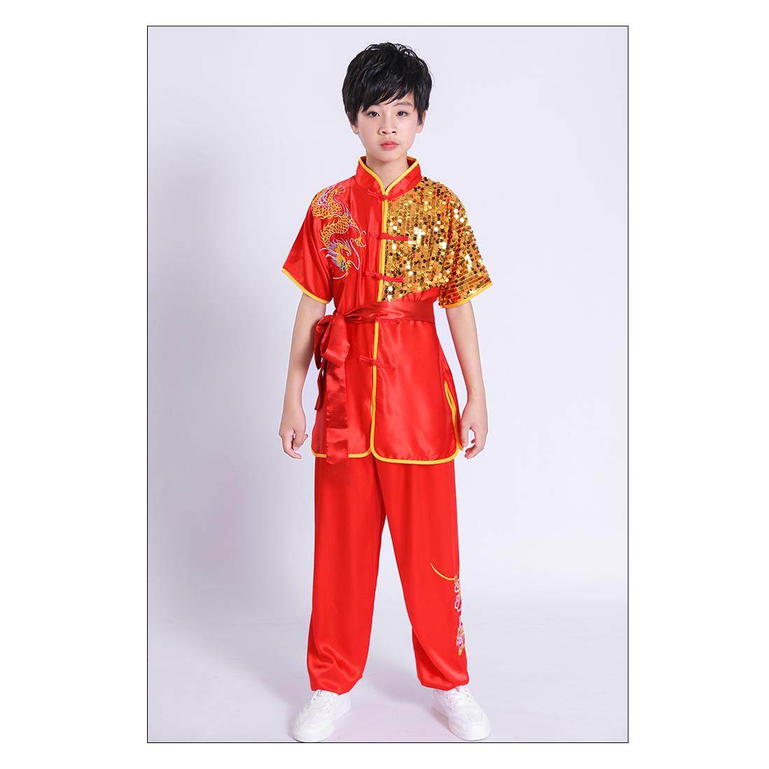 正品儿绣童武出表演服青少年演服少儿术训练服男女竞赛刺龙服中国