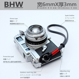 bhw6mm相机手腕带真皮手绳头层，牛皮微单适用于富士理光索尼复古
