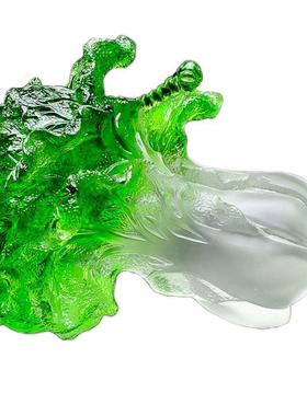 开业礼品水晶琉璃玉白菜招財摆件百财如意店铺开张大吉装饰工艺品