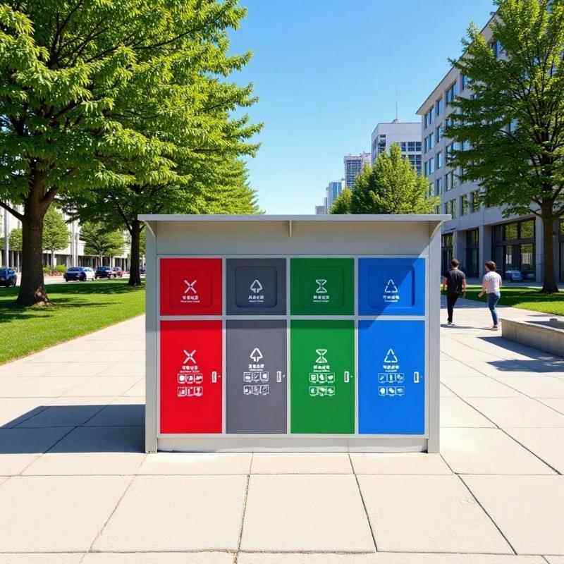 户外不锈钢四分类垃圾桶大容量智能感应分类回收箱室外小区环卫