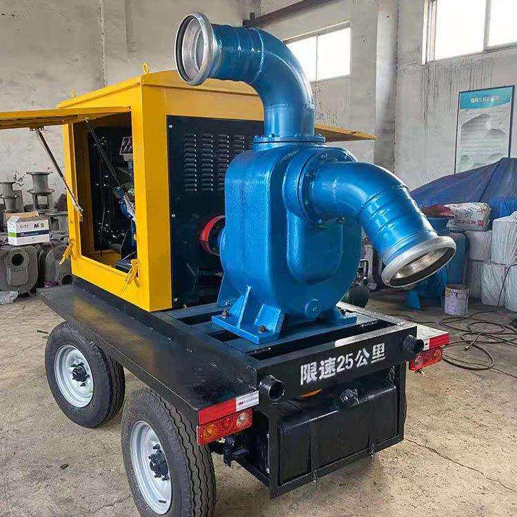 小型防汛柴油抽水机移动式柴油水泵12寸柴油机混流泵机器