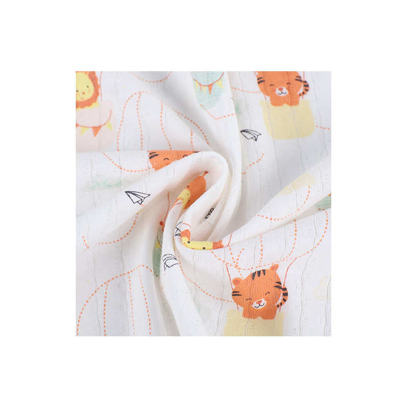 服防晒布料面料 网眼汗单面全卡通布棉镂空提花点子空调服印花