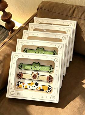 抱抱猫猫碎发贴魔术贴女生高颜值洗脸化妆发帖长条发箍整理神器