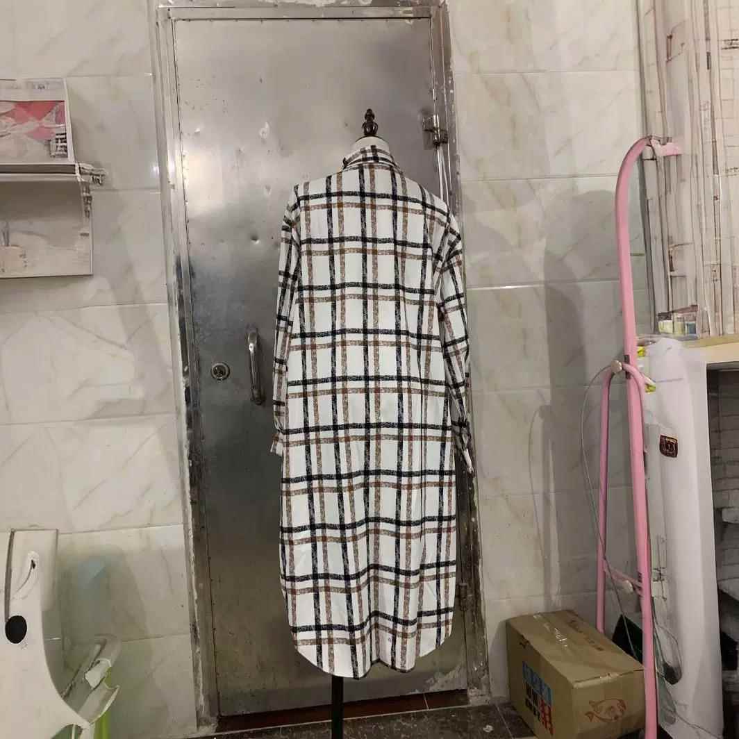 Long-sleeved button-down long lapel coat warm plaid woolen