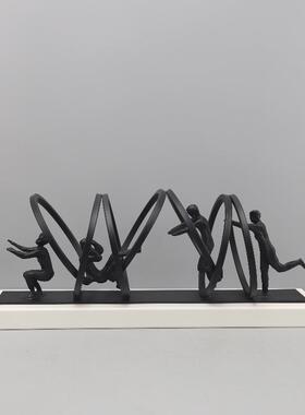 现代简约黑色体操组合样板房售楼部卧室客厅餐厅书房桌面玄关摆件