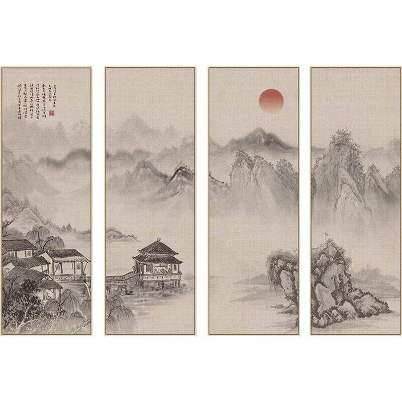 新中式客厅山水画茶室公室挂画沙发背景墙装饰画迎客松壁画国画