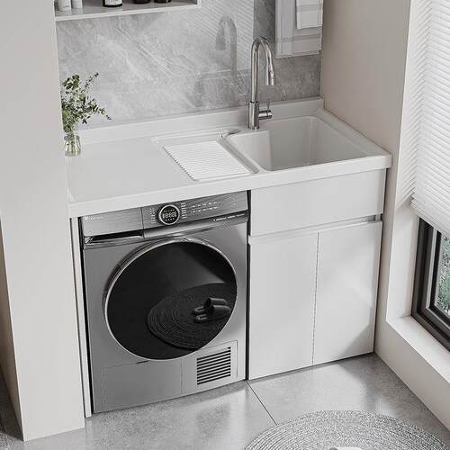 蜂窝铝阳台洗衣柜一体台盆洗衣池槽带搓板滚筒洗衣机柜伴侣浴室柜