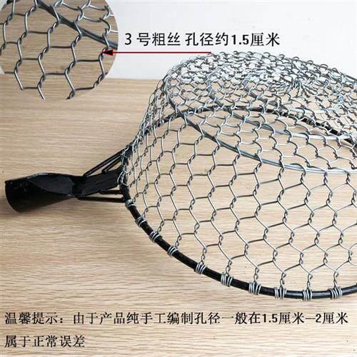 手工编织铁丝网大漏勺铁丝瓢工厂食堂专用长柄过滤网大漏勺大笊篱