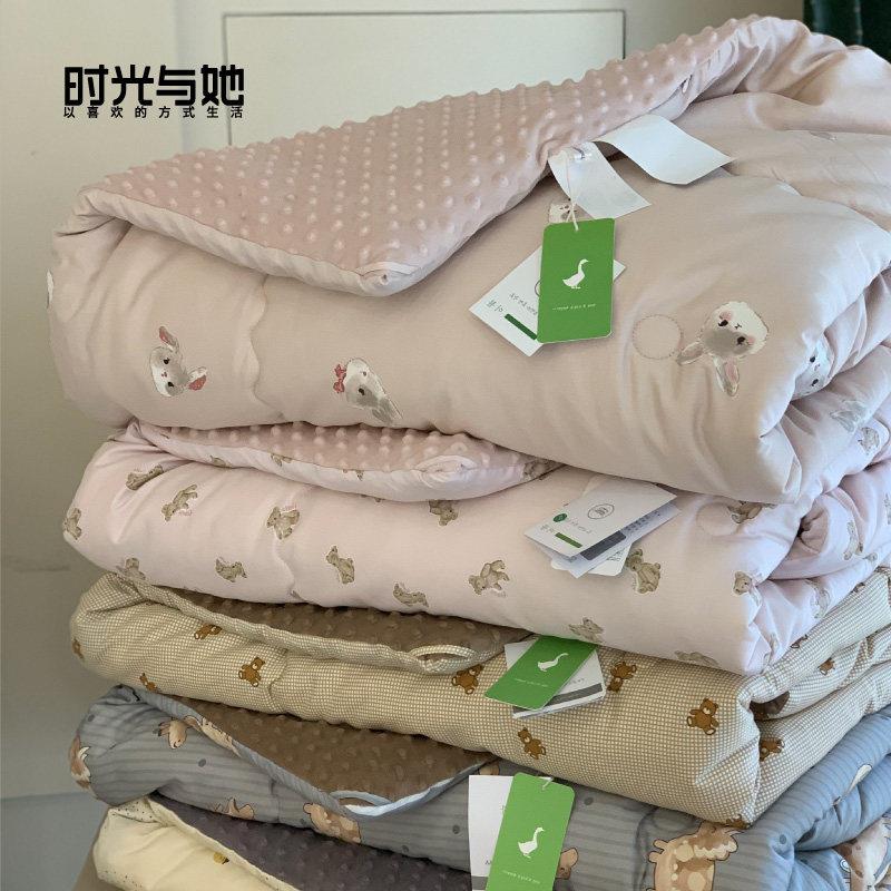 时光与她长绒棉单人豆豆被大豆纤维单人冬被150×200cm被芯机洗