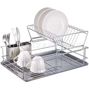 厂家直销厨房沥水架430不锈钢碗碟架家用双层碗筷盘子台面晾晒架