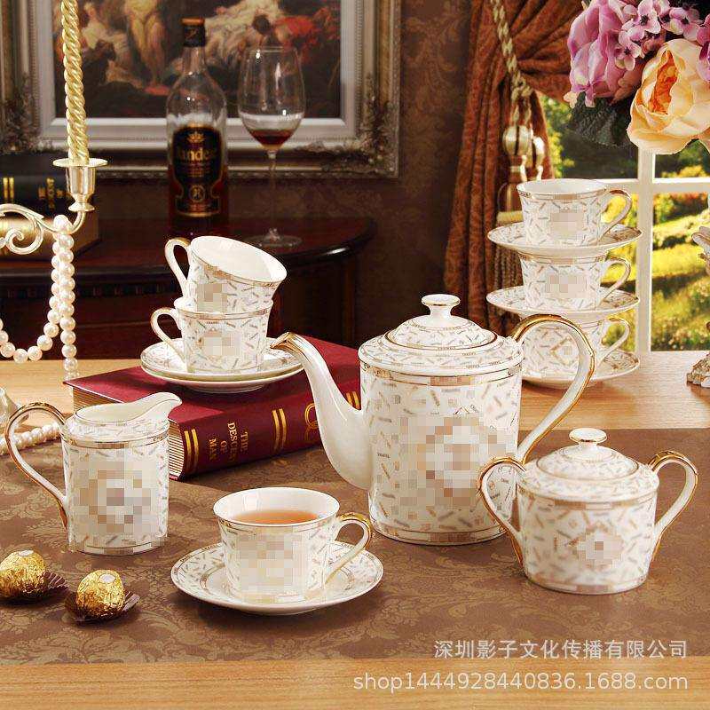 跨境餐具家用碗碟套装58头欧式描金陶瓷餐具送礼骨瓷餐具组合