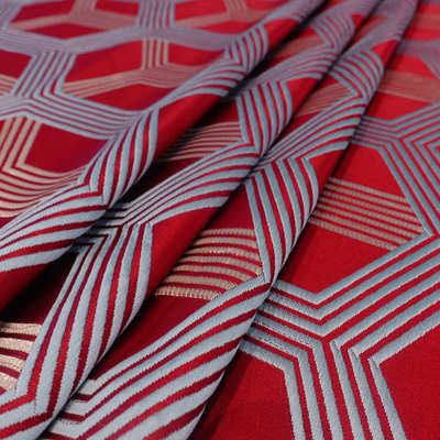 轻奢新中式八角格高精密提花面料色织红木家具沙发抱枕坐垫面料