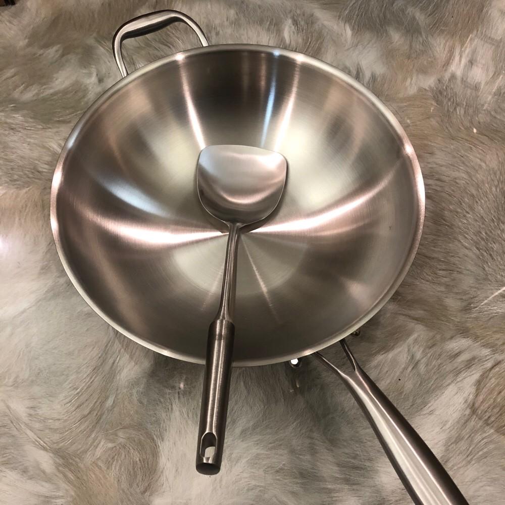 316不锈钢不粘炒锅 家用无涂层炒菜锅 一体成型电磁炉天燃气通用