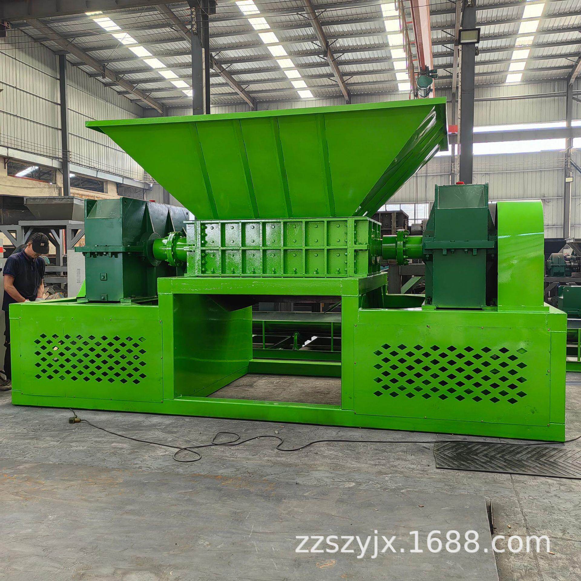 双桶轴餐SSJ-1200厨垃圾撕碎漆机大蓝废油旧不锈钢边角料粉碎机桶