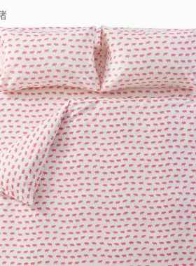 正品C床ASLE GARDEN竹节棉新疆全ins清新T少女单四件套 粉红棉猪