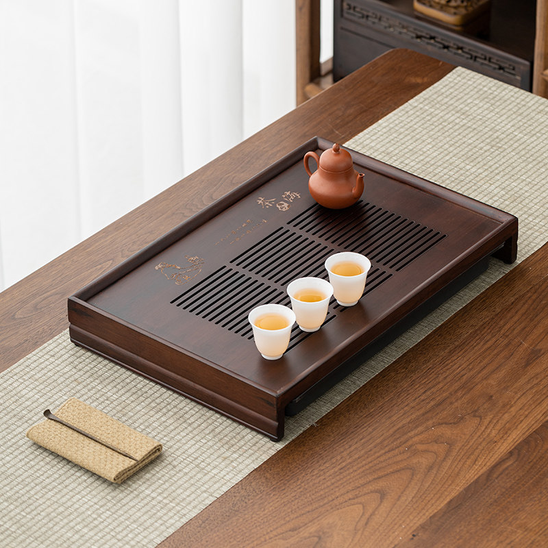 竹制储水排水茶盘家用抽屉式楠竹茶海功夫茶具茶台茶道厂家批发