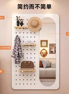 墙实木洞洞板穿物架上云朵收纳装饰架定制入户置玄DRC关一体隐形