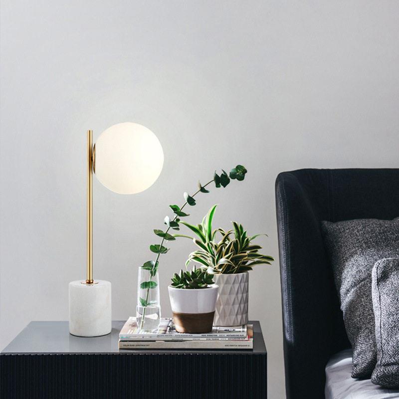 大理石底座台灯北欧卧室床头灯设计师客厅台灯bed lamp