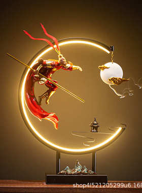 礼品客厅新中式中秋圈禅意创意嫦娥奔月灯玄关摆件酒店装饰电视柜