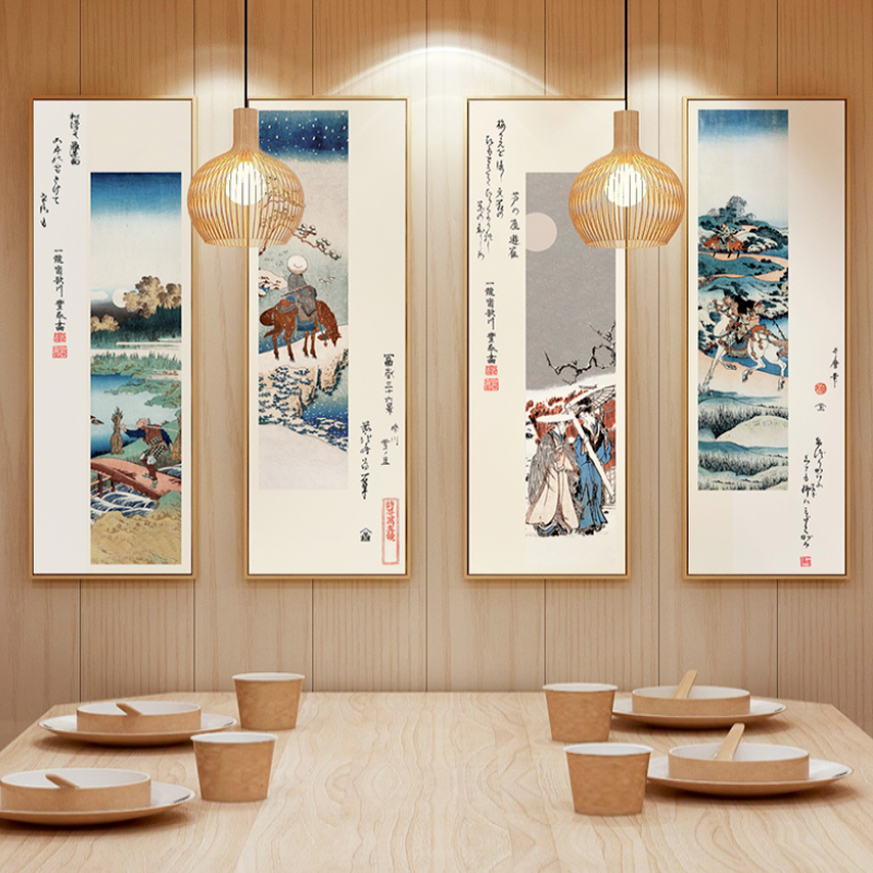 日式禅意风景玄关挂画浮世绘仕女餐厅饭厅壁画居酒屋茶室装饰画图片