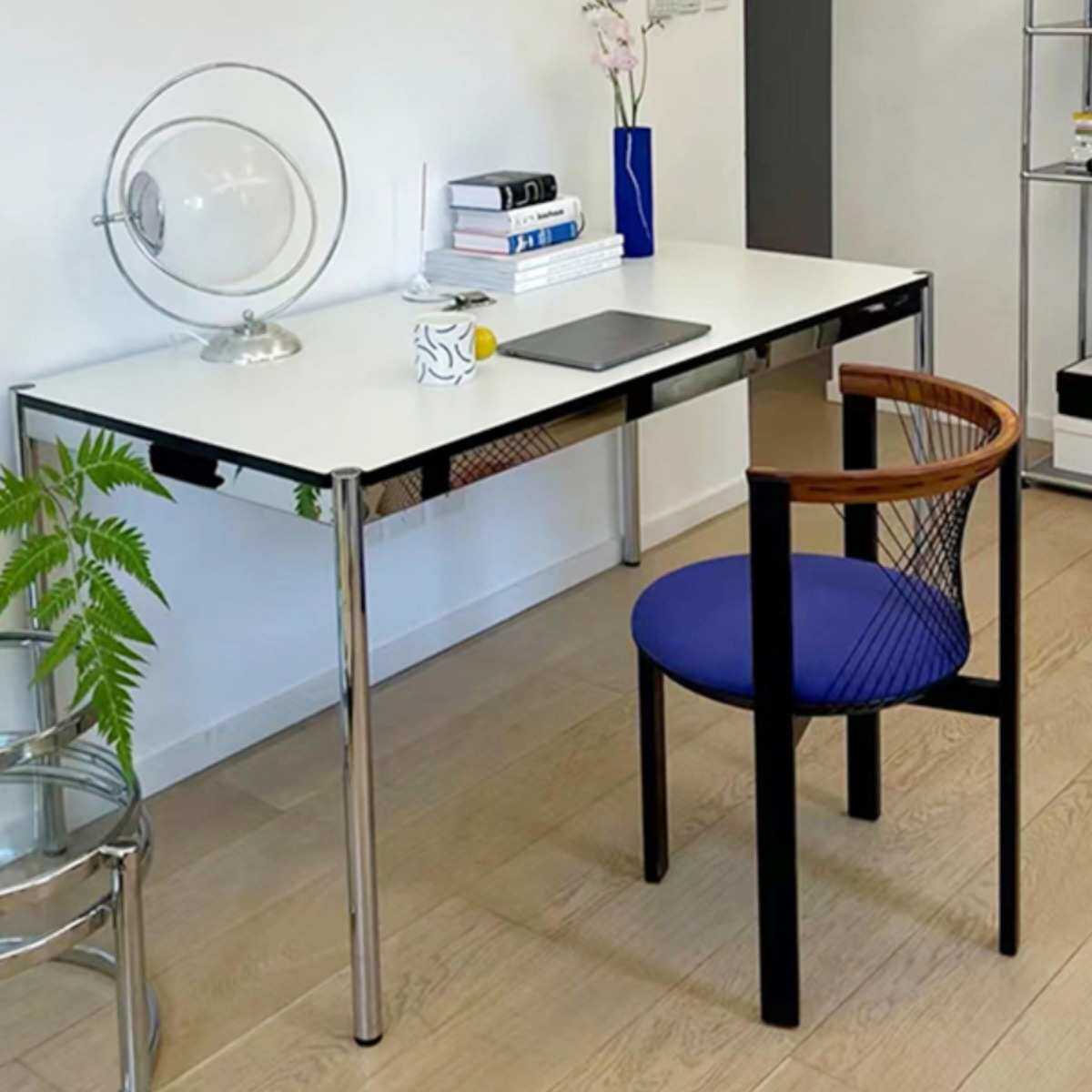 usm办公桌中古电脑桌不锈钢桌腿长方形会议桌ins极简桌子写字桌