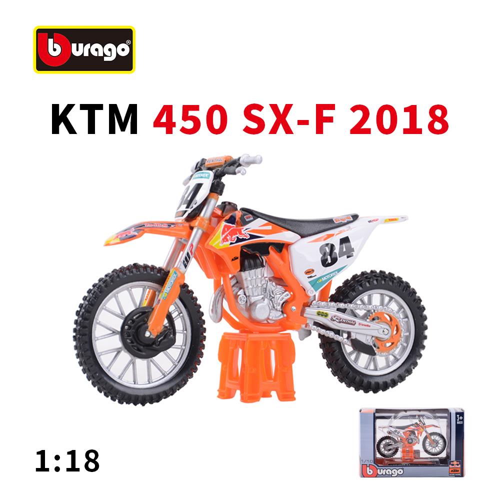 比美高1:18KTM 450 SX-F 2018款越野赛车仿真合金成品摩托车模型
