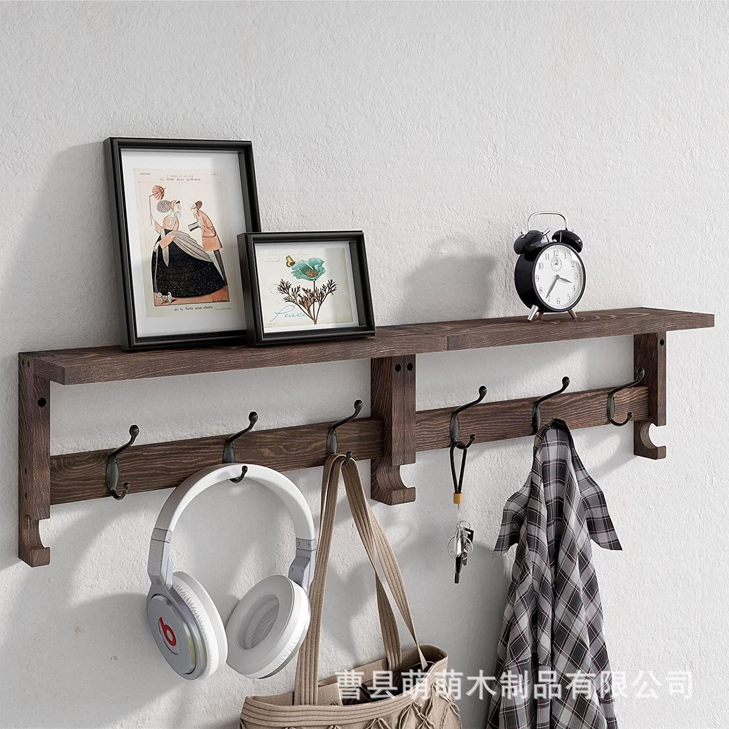 墙上木置浴物整理架客厅玄关钥衣物挂架厨房室收-纳置匙物质架