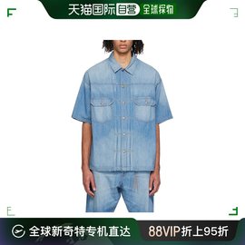香港直邮mastermindjapan，男士褪色牛仔短袖，衬衫mw24s12sh0010