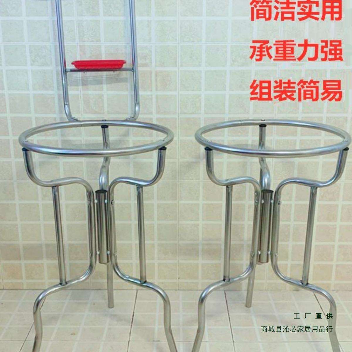 洗脸架子落地家用老式脸盆架农村三角老式不锈钢脸盆架绢花猫