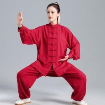 太极服女春夏秋弹力皱麻比赛练功服太极拳演出服中老年武术服团队