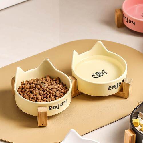 猫碗陶瓷猫食盆宠物碗喝水碗粮碗一体猫咪饭碗狗狗碗不易打翻护颈
